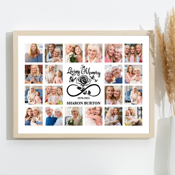 Photo Collage Memorial Gift For Anyone 20-Photo Infinity Rose Print Or Canvas