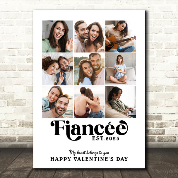 Photo Collage Valentine's Day 9-Photo Custom Gift For Fiancée Print Or Canvas