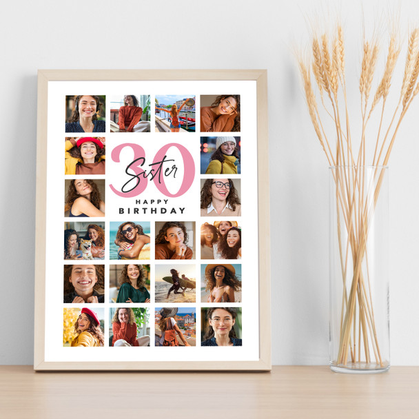 Photo Collage 30th Birthday Gift For Sister 20-Photo Portrait Print Or Canvas Photo Collage 30th Birthday Gift For Sister 20-Photo Portrait Print Or Canvas