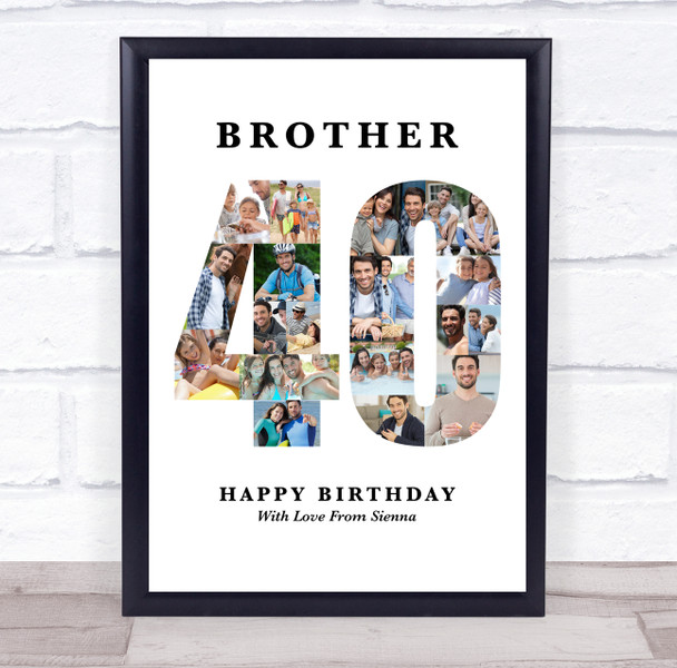 Photo Collage 40th Birthday 19-Photo Birthday Gift For Him 40 Print Or Canvas
