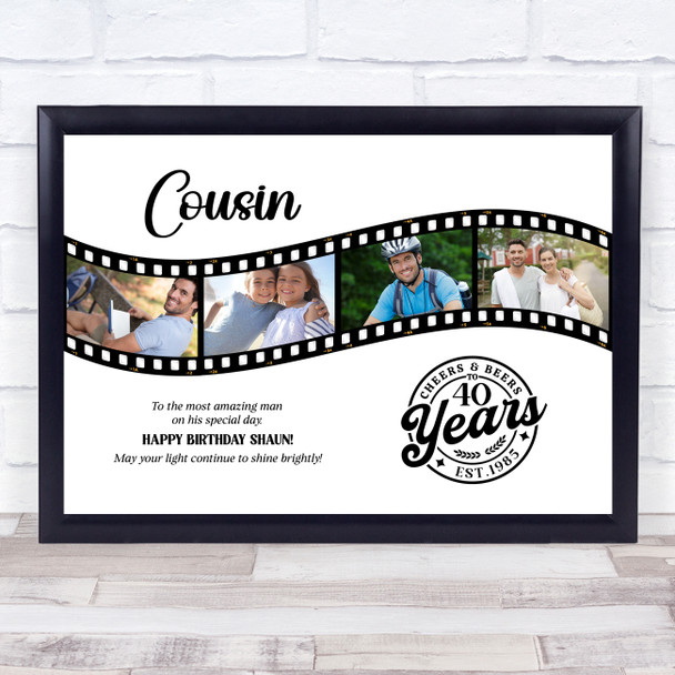 Photo Collage 40th Birthday Gift For Cousin Photo Camera Film Print Or Canvas