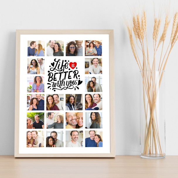 Photo Collage Print Canvas Valentine's Day Gift 20-Photo Life Is Better With You