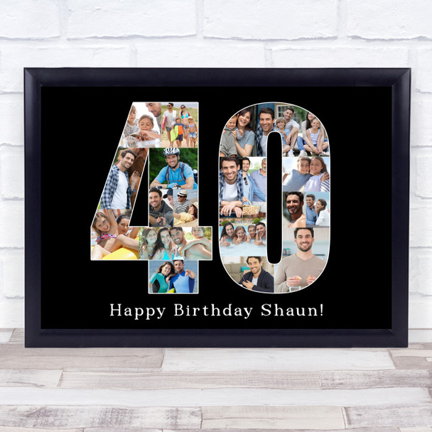 Photo Collage Print Canvas 40th Birthday 19-Photo Birthday Gift For Him 40 Black Photo Collage Print Canvas 40th Birthday 19-Photo Birthday Gift For Him 40 Black