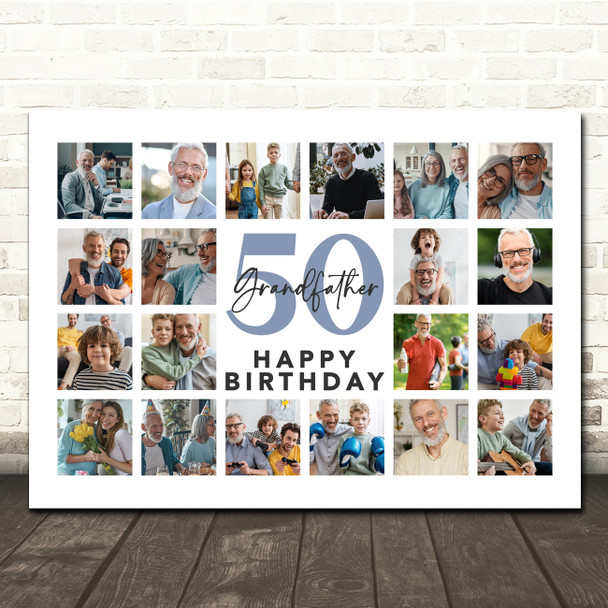 Photo Collage Print Or Canvas 50th Birthday Custom Gift For Grandfather 20-Photo