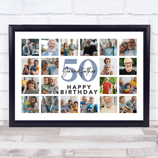 Photo Collage Print Or Canvas 50th Birthday Custom Gift For Grandfather 20-Photo