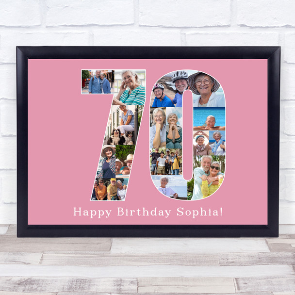 Photo Collage Print Or Canvas 70th Birthday Gift For Her 16-Photo Number 70 Pink Photo Collage Print Or Canvas 70th Birthday Gift For Her 16-Photo Number 70 Pink