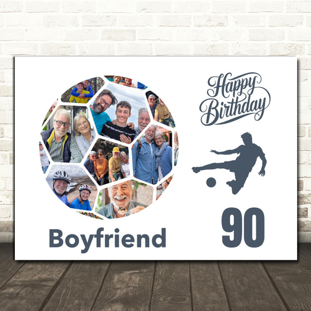 Photo Collage Print Or Canvas 90th Birthday Gift For Boyfriend 14-Photo Football