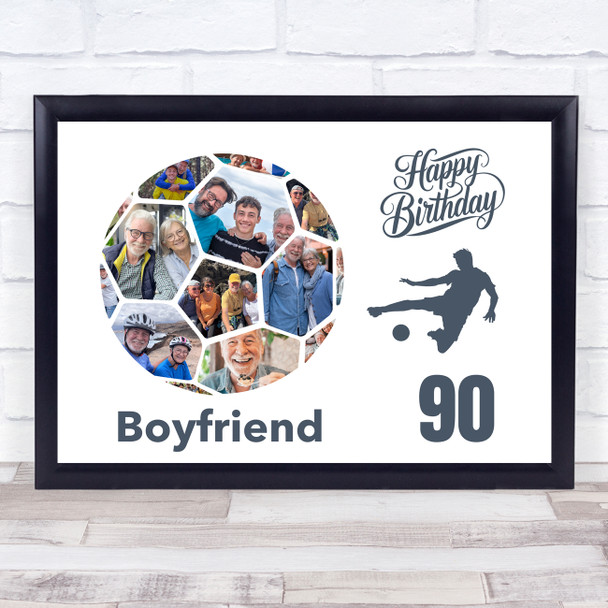 Photo Collage Print Or Canvas 90th Birthday Gift For Boyfriend 14-Photo Football