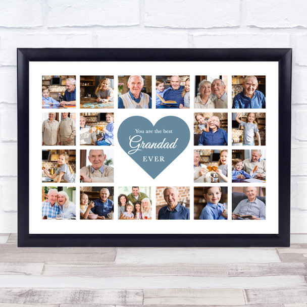 Photo Collage Print Or Canvas Gift For Grandad Father's Day 20-Photo Blue Heart Photo Collage Print Or Canvas Gift For Grandad Father's Day 20-Photo Blue Heart