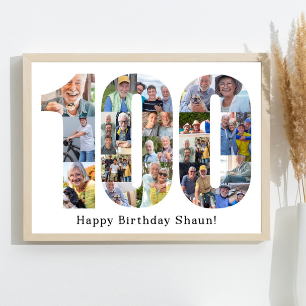 Photo Collage Print Or Canvas 100th Birthday 23-Photo Birthday Gift For Him 100