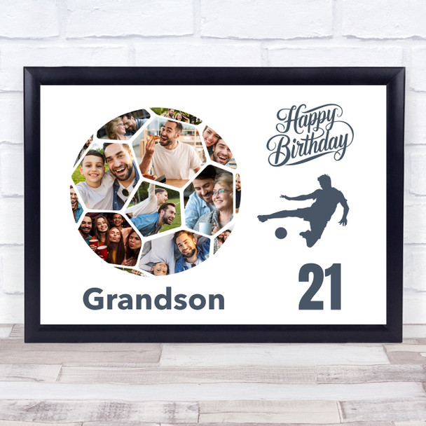 Photo Collage Print Or Canvas 21st Birthday Gift For Grandson 14-Photo Football