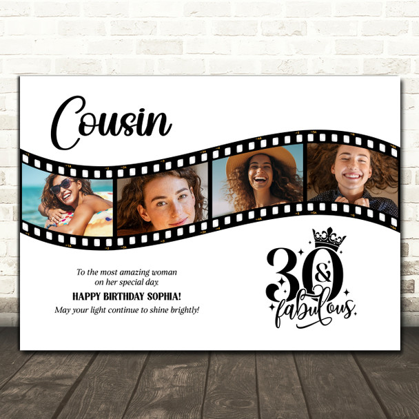 Photo Collage Print Or Canvas 30th Birthday Gift For Cousin 4-Photo Camera Film Photo Collage Print Or Canvas 30th Birthday Gift For Cousin 4-Photo Camera Film