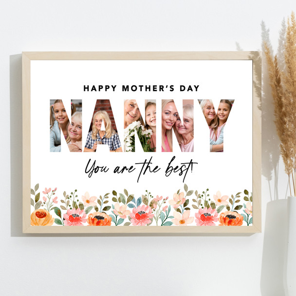 Photo Collage Gift For Nanny Mother's Day 3-Photo Nanna You Are The Best Print