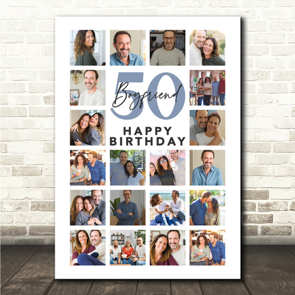 Photo Collage Print Or Canvas 50th Birthday Custom Gift For Boyfriend 20-Photo Photo Collage Print Or Canvas 50th Birthday Custom Gift For Boyfriend 20-Photo