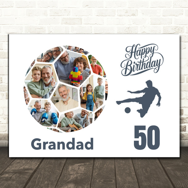 Photo Collage Print Or Canvas 50th Birthday Gift For Grandad 14-Photo Football