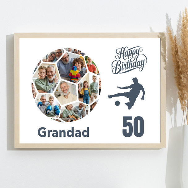 Photo Collage Print Or Canvas 50th Birthday Gift For Grandad 14-Photo Football