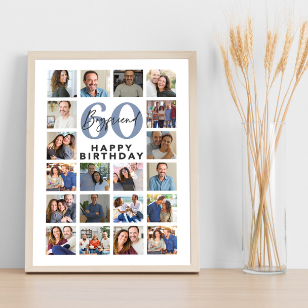 Photo Collage Print Or Canvas 60th Birthday Custom Gift For Boyfriend 20-Photo