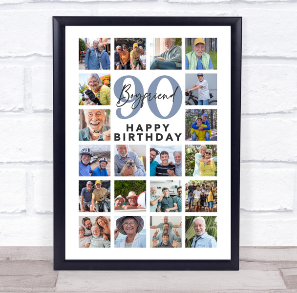 Photo Collage Print Or Canvas 90th Birthday Custom Gift For Boyfriend 20-Photo