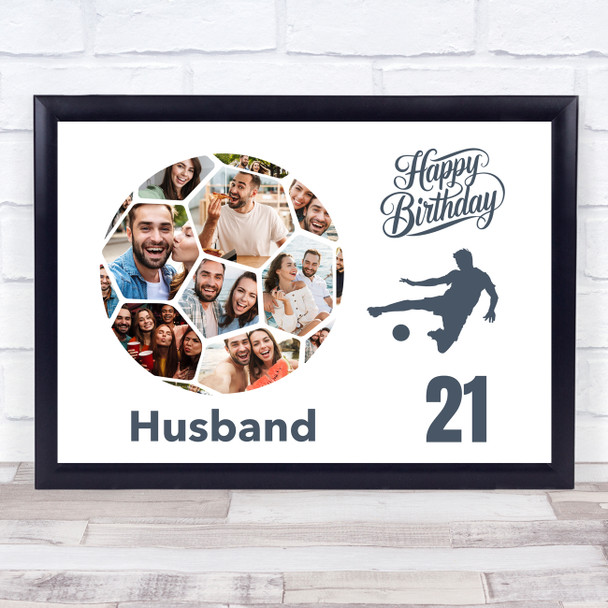 Photo Collage Print Or Canvas 21st Birthday Gift For Husband 14-Photo Football