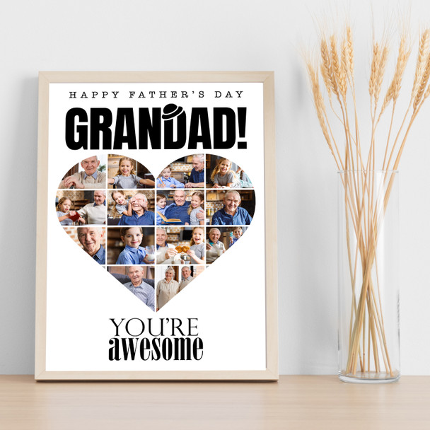 Photo Collage Gift For Grandad Father's Day 14-Photo Dad You're Awesome Print Photo Collage Gift For Grandad Father's Day 14-Photo Dad You're Awesome Print