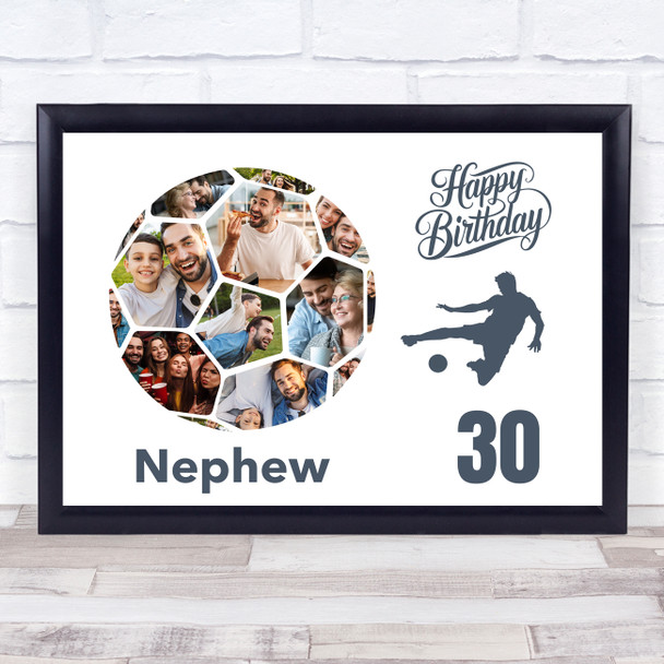 Photo Collage Print Or Canvas 30th Birthday Gift For Nephew 14-Photo Football