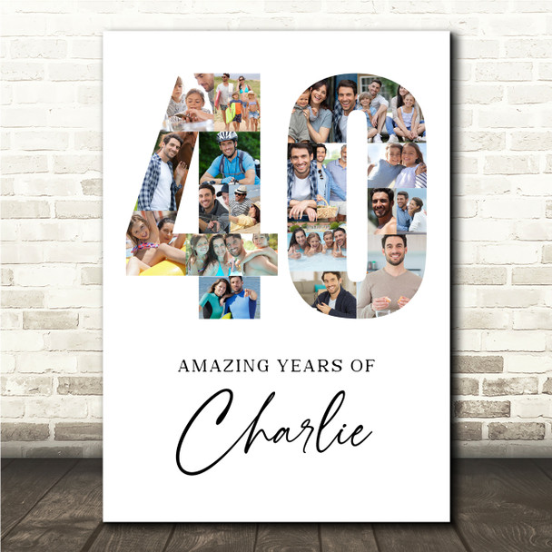 Photo Collage Print Or Canvas 40th Birthday 19-Photo Birthday Gift For Him 40 Photo Collage Print Or Canvas 40th Birthday 19-Photo Birthday Gift For Him 40