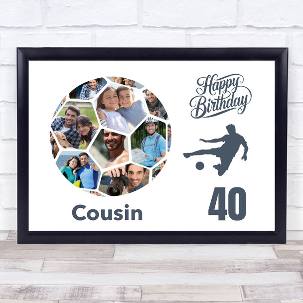 Photo Collage Print Or Canvas 40th Birthday Gift For Cousin 14-Photo Football