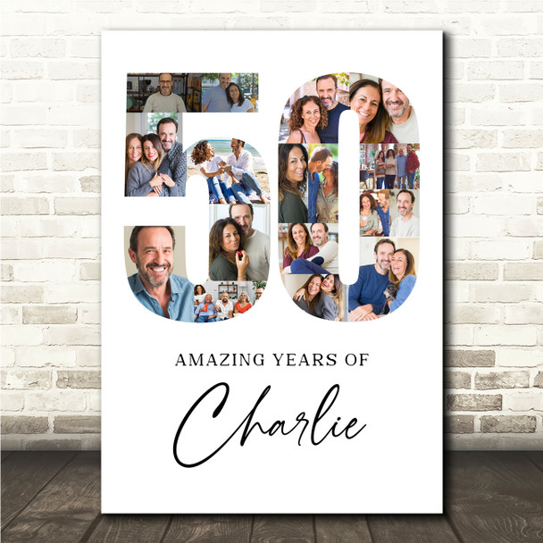 Photo Collage Print Or Canvas 50th Birthday 17-Photo Birthday Gift For Him 50