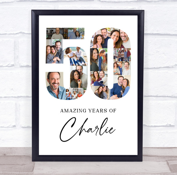 Photo Collage Print Or Canvas 50th Birthday 17-Photo Birthday Gift For Him 50