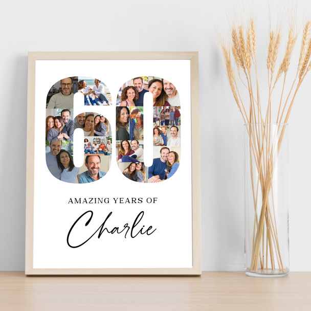Photo Collage Print Or Canvas 60th Birthday 18-Photo Birthday Gift For Him 60 Photo Collage Print Or Canvas 60th Birthday 18-Photo Birthday Gift For Him 60