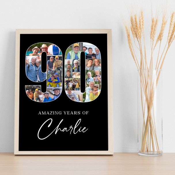 Photo Collage Print Or Canvas 90th Birthday 16-Photo Birthday Gift For Him 90
