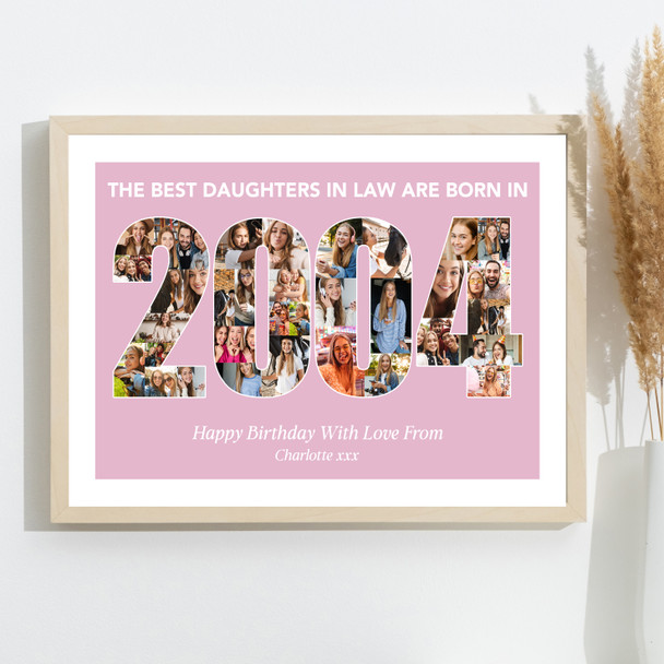 Photo Collage Pink Birthday Gift For Daughter-In-Law 35-Photo Year 2004 Print