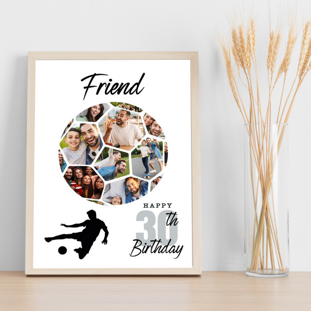 Photo Collage Print Or Canvas 30th Birthday Gift For Friend 14-Photo Football