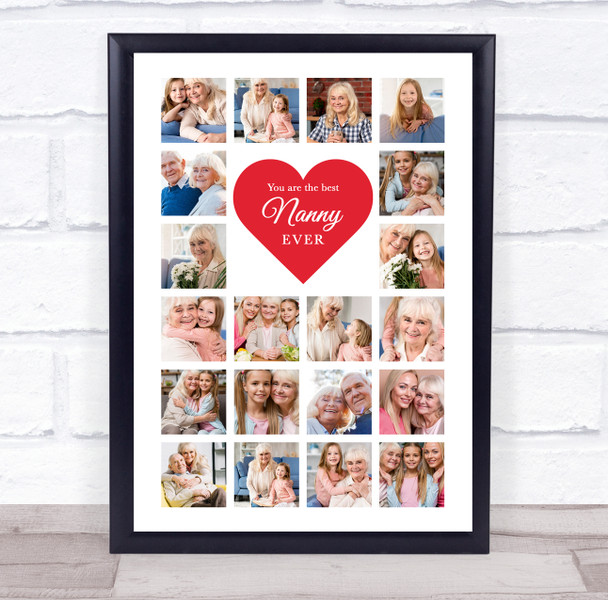 Photo Collage Print Or Canvas Gift For Nanny Mother's Day 20-Photo Red Heart