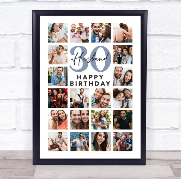 Photo Collage Print Or Canvas 30th Birthday Custom Gift For Husband 20-Photo