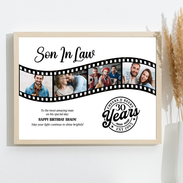 Photo Collage Print Or Canvas 30th Birthday Gift For Son 4-Photo Camera Film