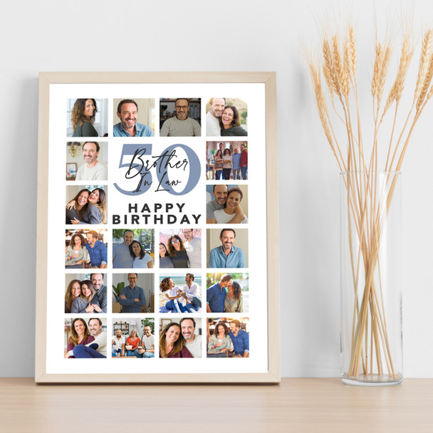 Photo Collage Print Or Canvas 50th Birthday Gift For Brother-In-Law 20-Photo