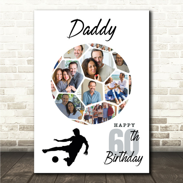 Photo Collage Print Or Canvas 60th Birthday Gift For Daddy 14-Photo Football