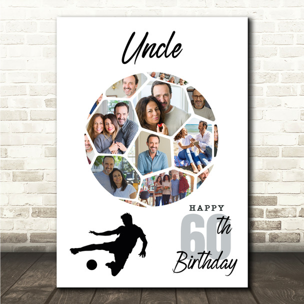 Photo Collage Print Or Canvas 60th Birthday Gift For Uncle 14-Photo Football