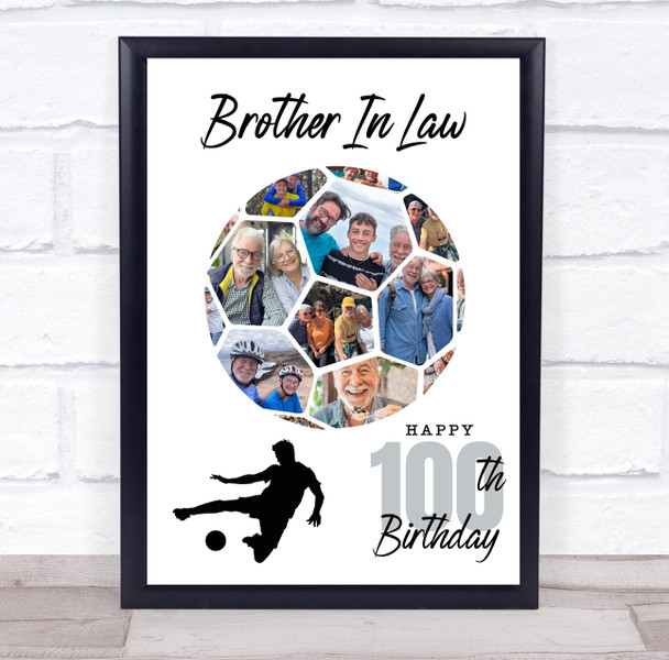 Photo Collage Print 100th Birthday Gift For Brother-In-Law 14-Photo Football
