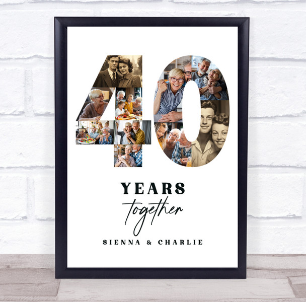 Photo Collage 40th Wedding Anniversary Gift 10-Photo 40 Years Together Print
