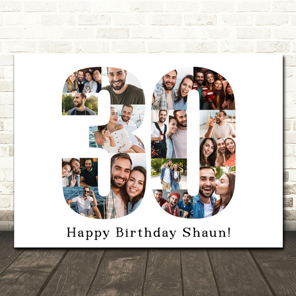 Photo Collage Print Or Canvas 30th Birthday Custom Gift For Him 18-Photo 30