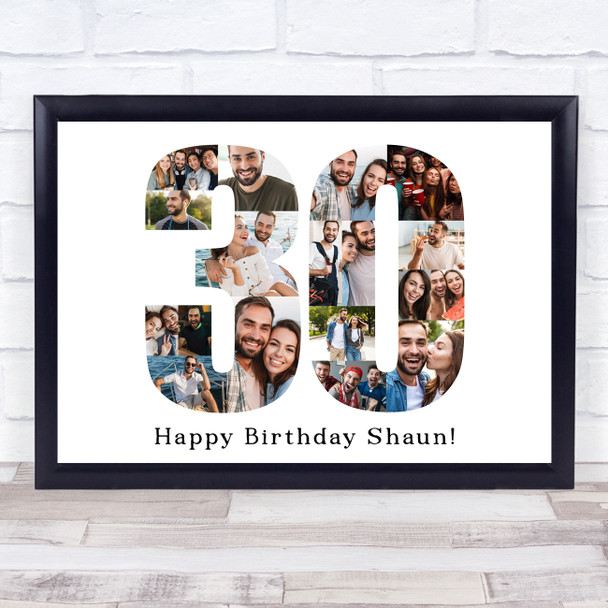 Photo Collage Print Or Canvas 30th Birthday Custom Gift For Him 18-Photo 30