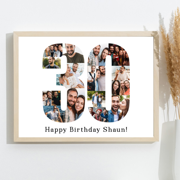 Photo Collage Print Or Canvas 30th Birthday Custom Gift For Him 18-Photo 30