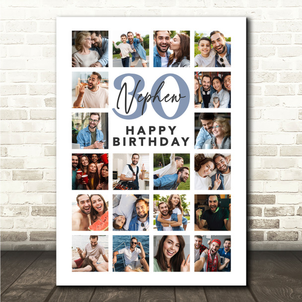 Photo Collage Print Or Canvas 30th Birthday Custom Gift For Nephew 20-Photo