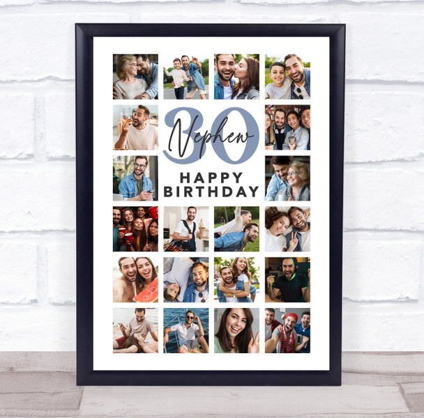 Photo Collage Print Or Canvas 30th Birthday Custom Gift For Nephew 20-Photo