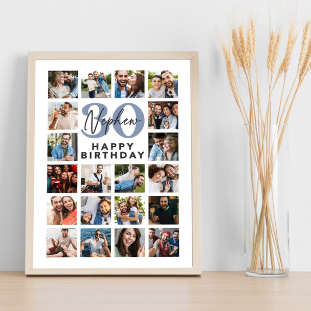 Photo Collage Print Or Canvas 30th Birthday Custom Gift For Nephew 20-Photo