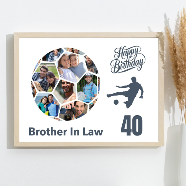 Photo Collage Print 40th Birthday Gift For Brother-In-Law 14-Photo Football
