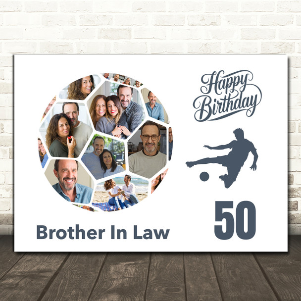 Photo Collage Print 50th Birthday Gift For Brother-In-Law 14-Photo Football