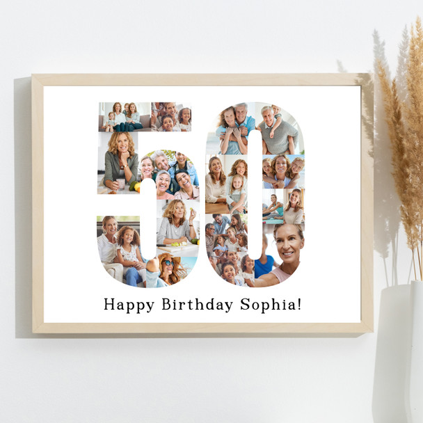 Photo Collage Print Or Canvas 50th Birthday Gift For Her 17-Photo Number 50
